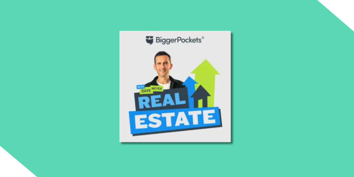 BiggerPockets podcast cover featuring Dave Meyer set against Kiavi's signature seafoam green background.