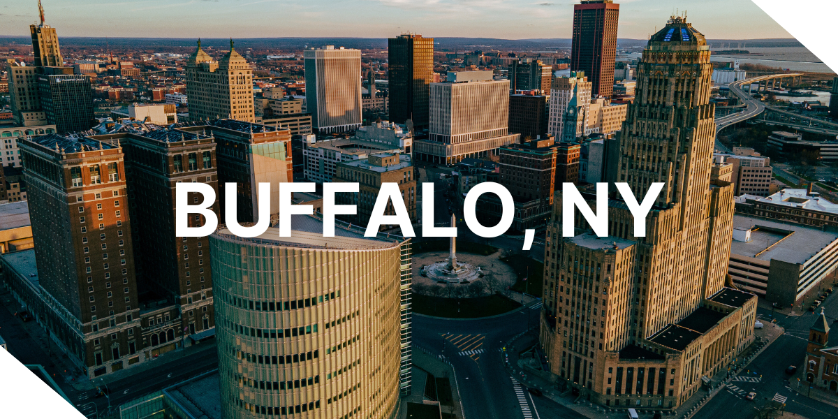 Downtown Buffalo NY, a trending market for real estate investors using Kiavi financing.