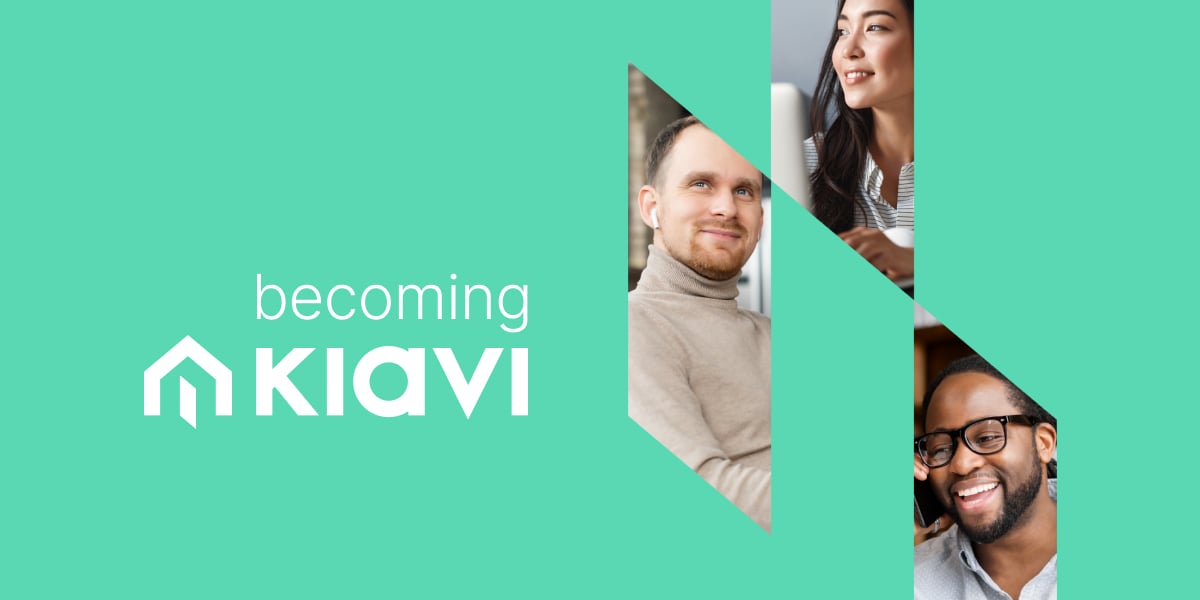 A Kiavi branded banner featuring image of different people.