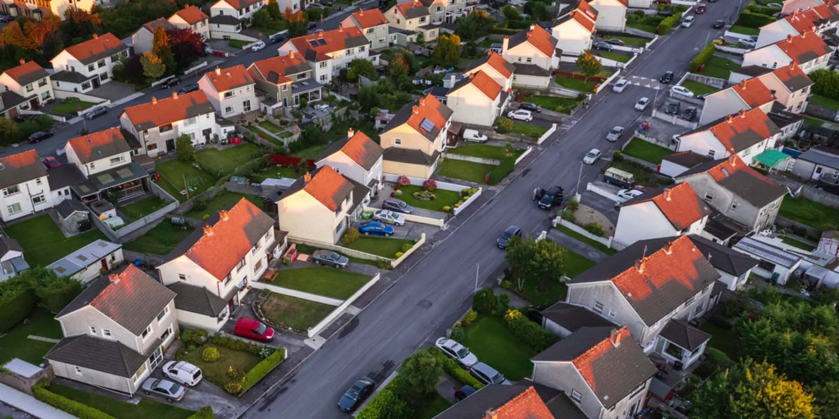 aerial view of a neighborhood of investment properties